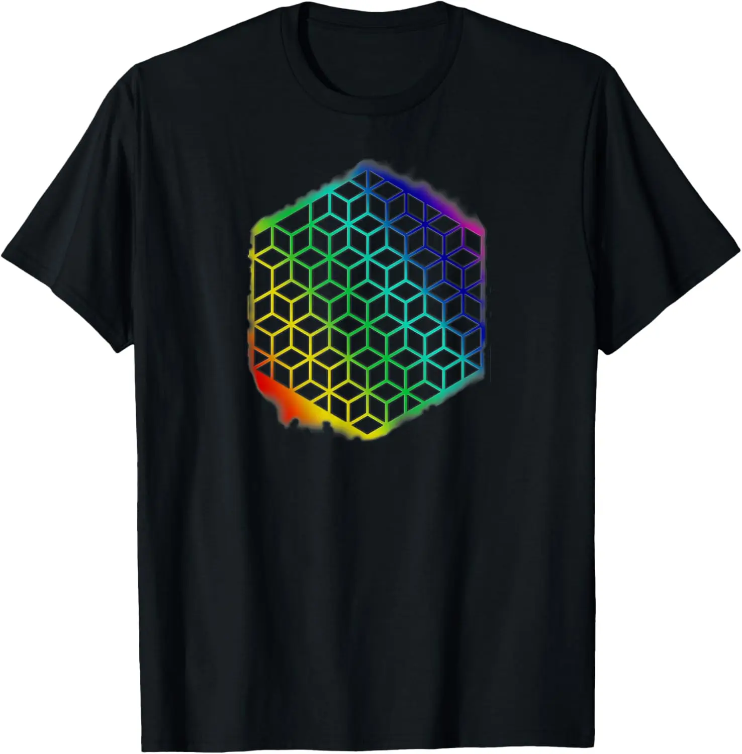 Sacred Geometry flower of life Cubes Mandala Pattern Trippy T-Shirt