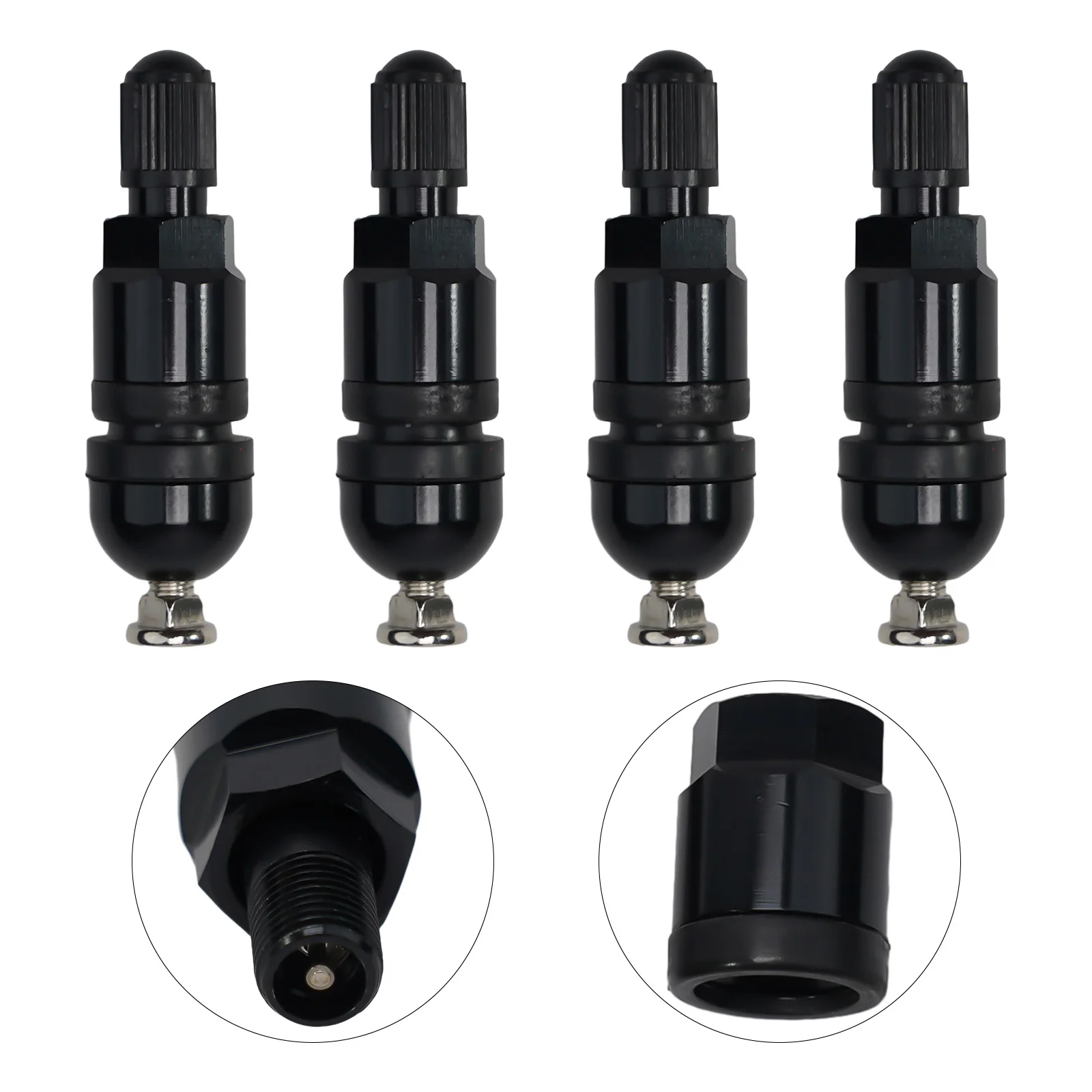 4pcs TPMS Tire Pressure Sensor Valve Stem Repair Kit For BMW 5 Series Black Tire Pressure Sensor Repair Part