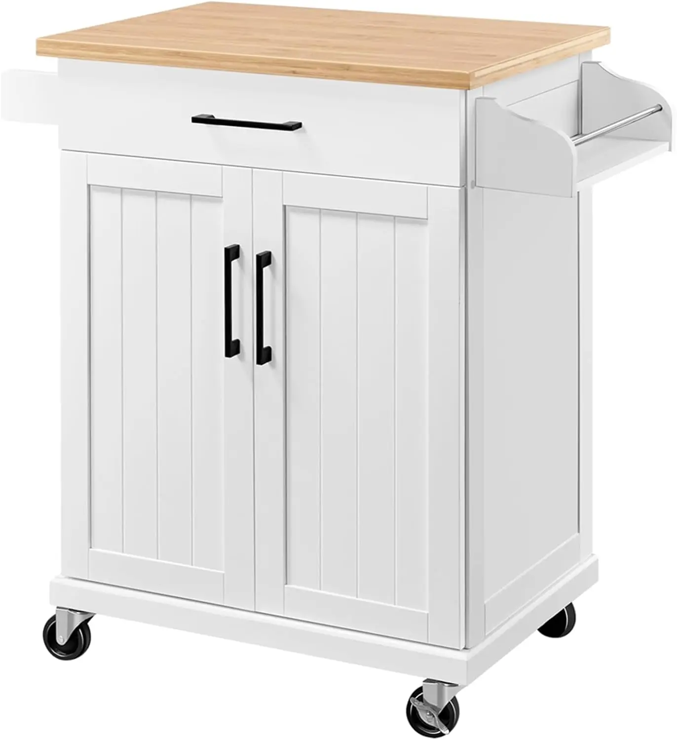 

Kitchen Cart, 34.5" Width Rolling Kitchen Island with Drawer and Adjustable Shelf, Storage Cabinet with Spice Rack Towel Bar