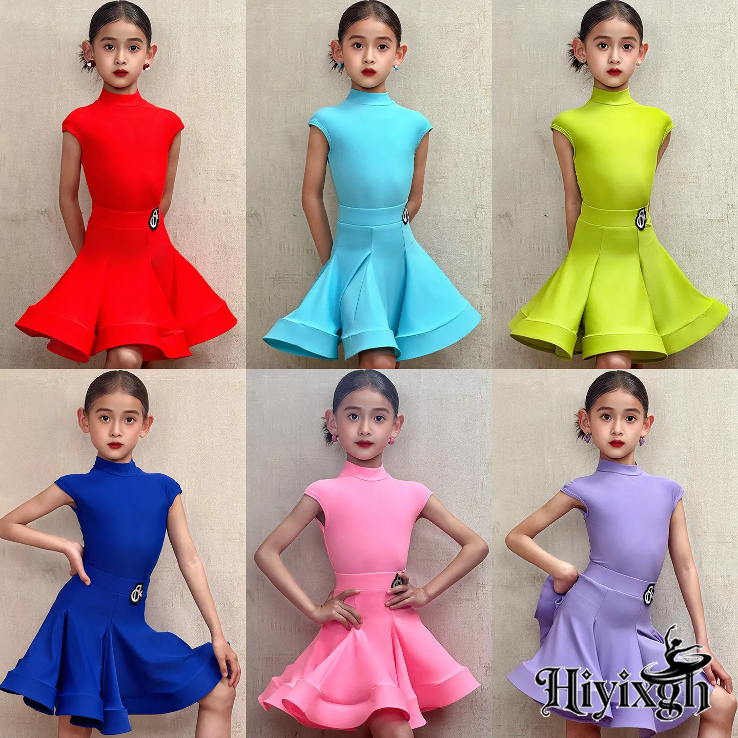 Children Latin Dance Training Costume Kids Girls Bodysuit and Fishbone Swing Skirt Samba Competition Dancewear Women Competition