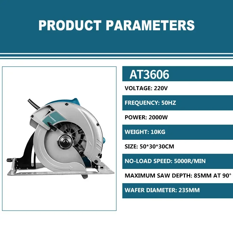 220V 2000W High Power Electric Circular Saw For Woodworking Multi-function Cutting Machine 9 inch Electric Saw Power Tools