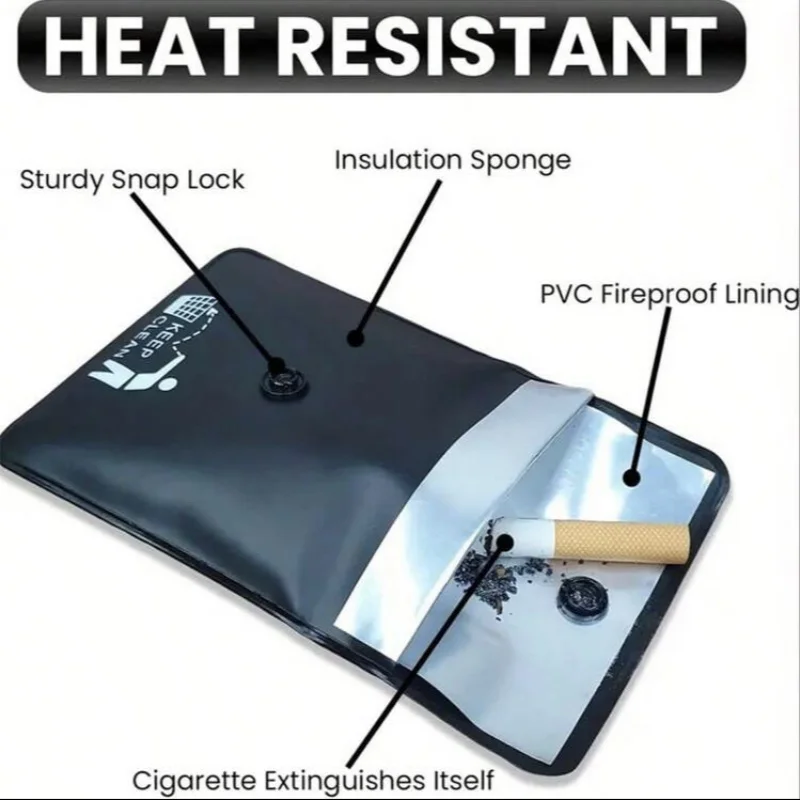 Pocket Ashtray PVC High-Grade Fireproof＆Oder-Resistant Portable Cool Travel Ashtray Outdoor Cigarette Butt Disposal Bag