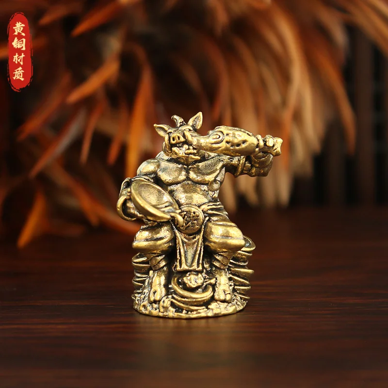 New Ganghye Brass Pig Bajie Entrance Decoration Pure Copper Tianpeng Marshal Desktop Living Room