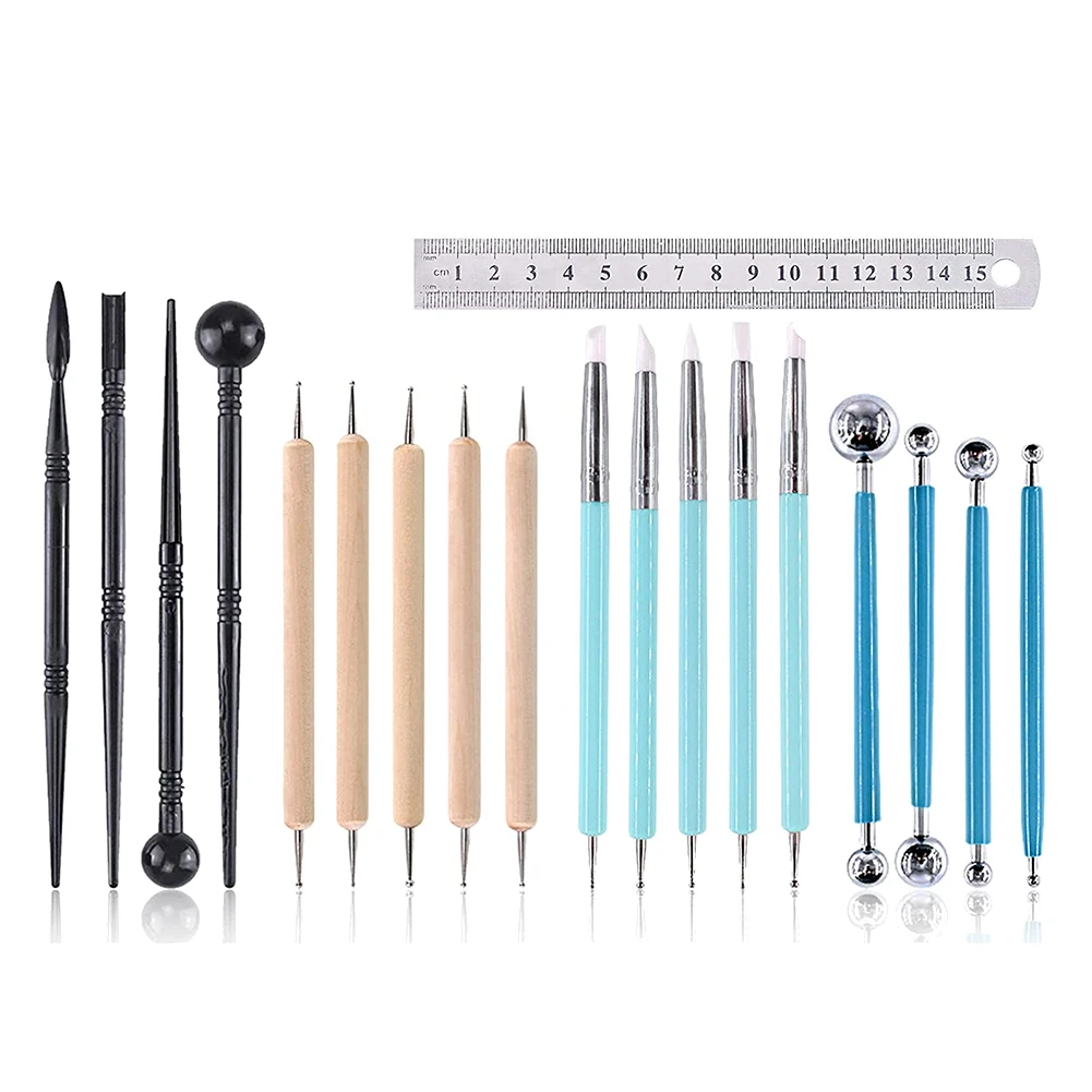 19Pcs Clay Sculpting Tools Kits, Pottery Tools,Plastic Clay Tools,for Making Modeling Clay Fondant Decoration,Clay