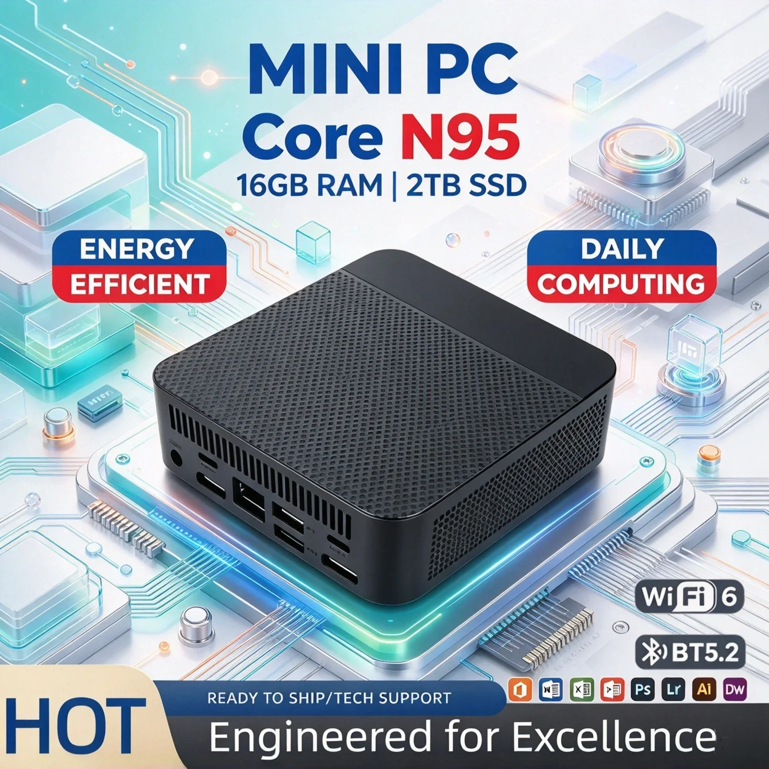 intel-n95、16gb-nvme-ssd搭載、小型デスクトップpc、トリプル4k、wi-fi-6、bluetooth-52、静音冷却、家庭用・オフィス用、プロマックス、高速ターボ