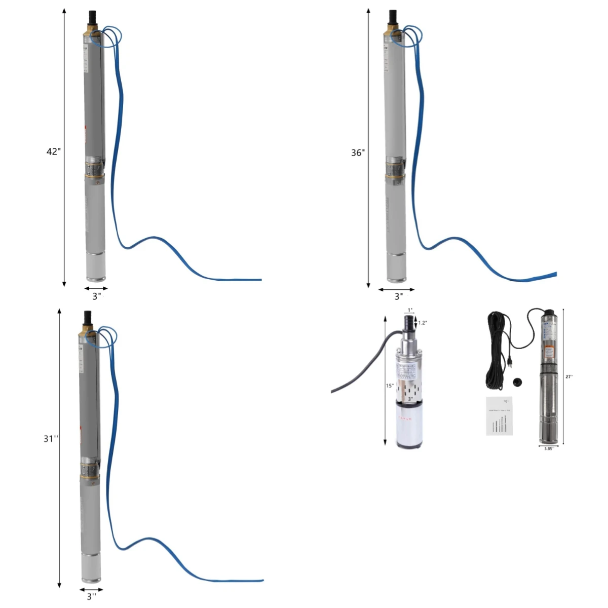 مضخة غاطسة بئر عميق تيار مستمر 12 فولت 180 وات مضخة مياه كهربائية تعمل بالطاقة الشمسية، تدفق 5.3 جالون في الدقيقة، رفع 82 قدم، ري مزرعة المزرعة #1