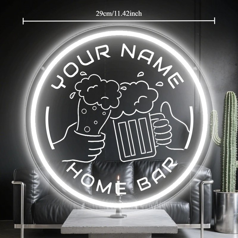 Custom LED Neon Sign with Cheers Logo - Personalized Round Decorative Light, Bright Wall-Mounted Sign for Bars, Pubs view 2