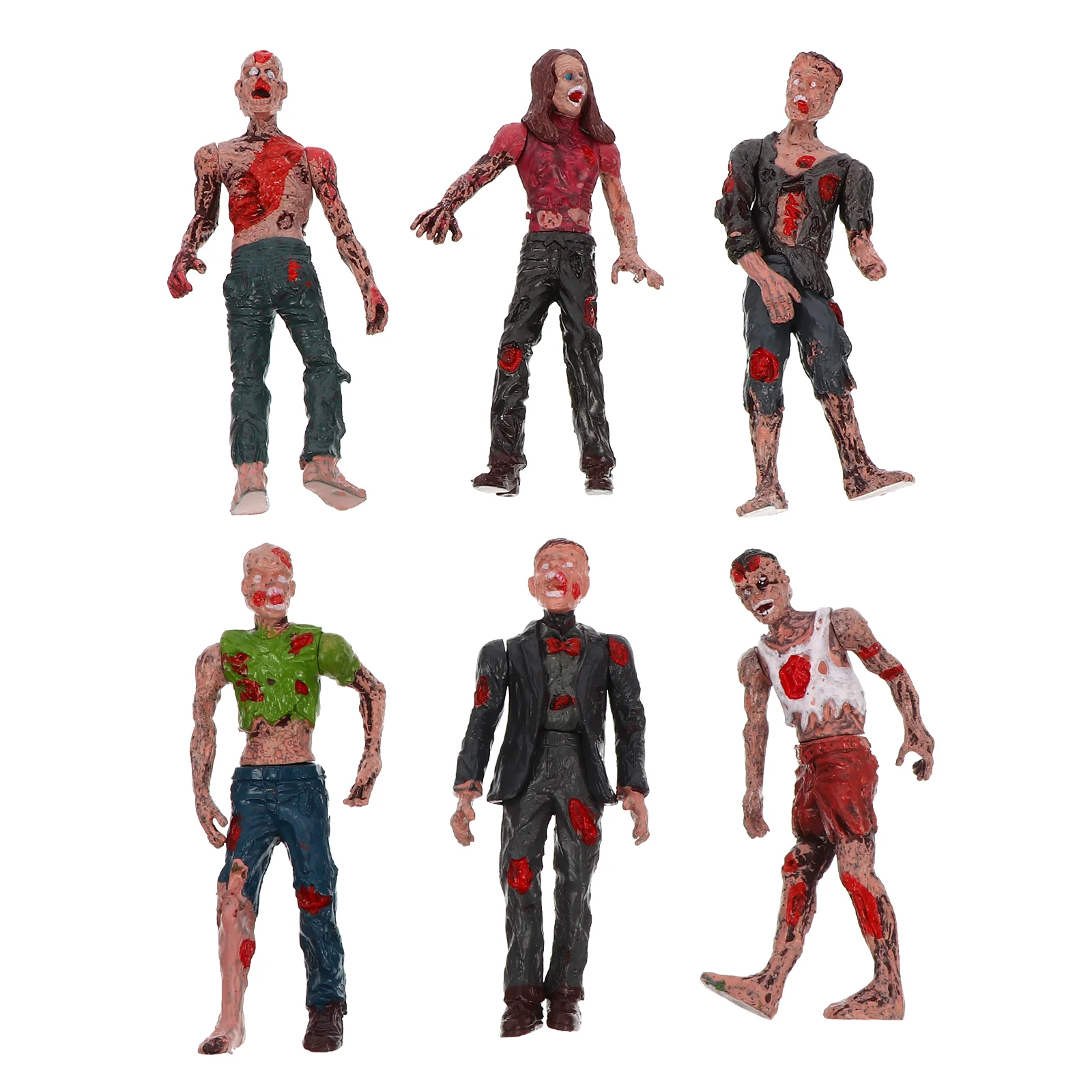 6 Pcs Zombie Toy Halloween Props Prank Number Horriable Model Party Plastic