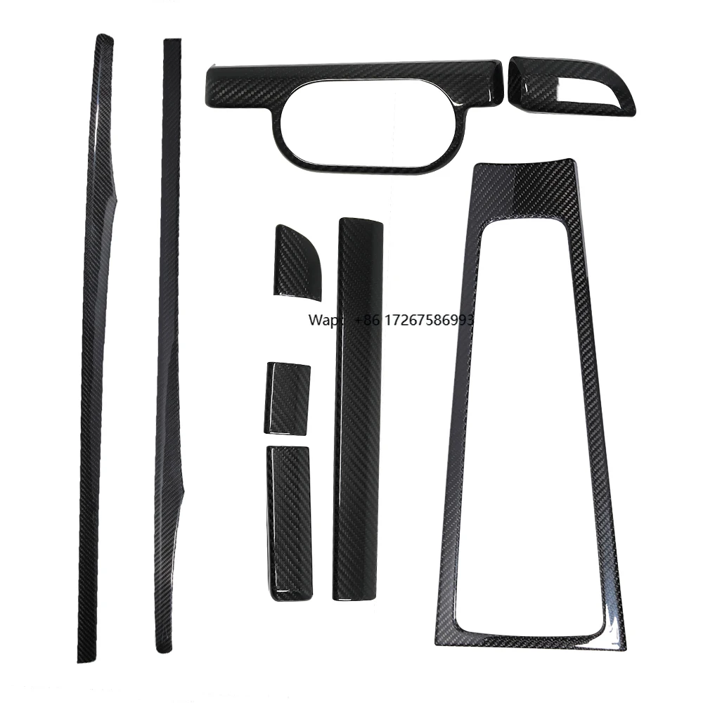 مجموعات داخلية من ألياف الكربون الجافة لوحدة التحكم المركزية والعتاد التحول لوحة لوحة القيادة شريط الباب غطاء الكسوة ل 718 Boxster كايمان #1