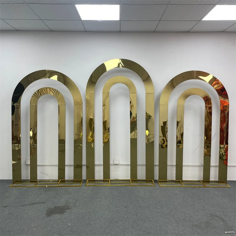 Wedding Arch Flower Rack Exquisite Gold Set Party Stage Decor Stainless Steel Wedding Background