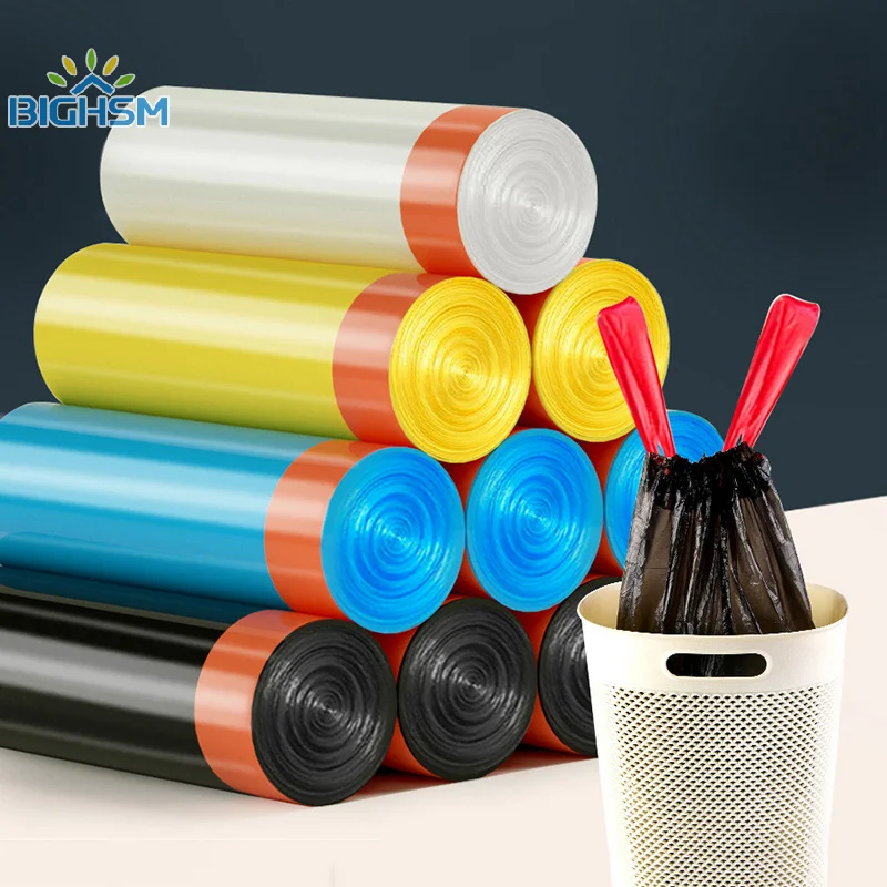 1Roll Handheld Closed Drawstring Garbage Bag Thickened Garbage Disposal Bag Smart Trash Can Kitchen Toilet Garbage Storage Bag