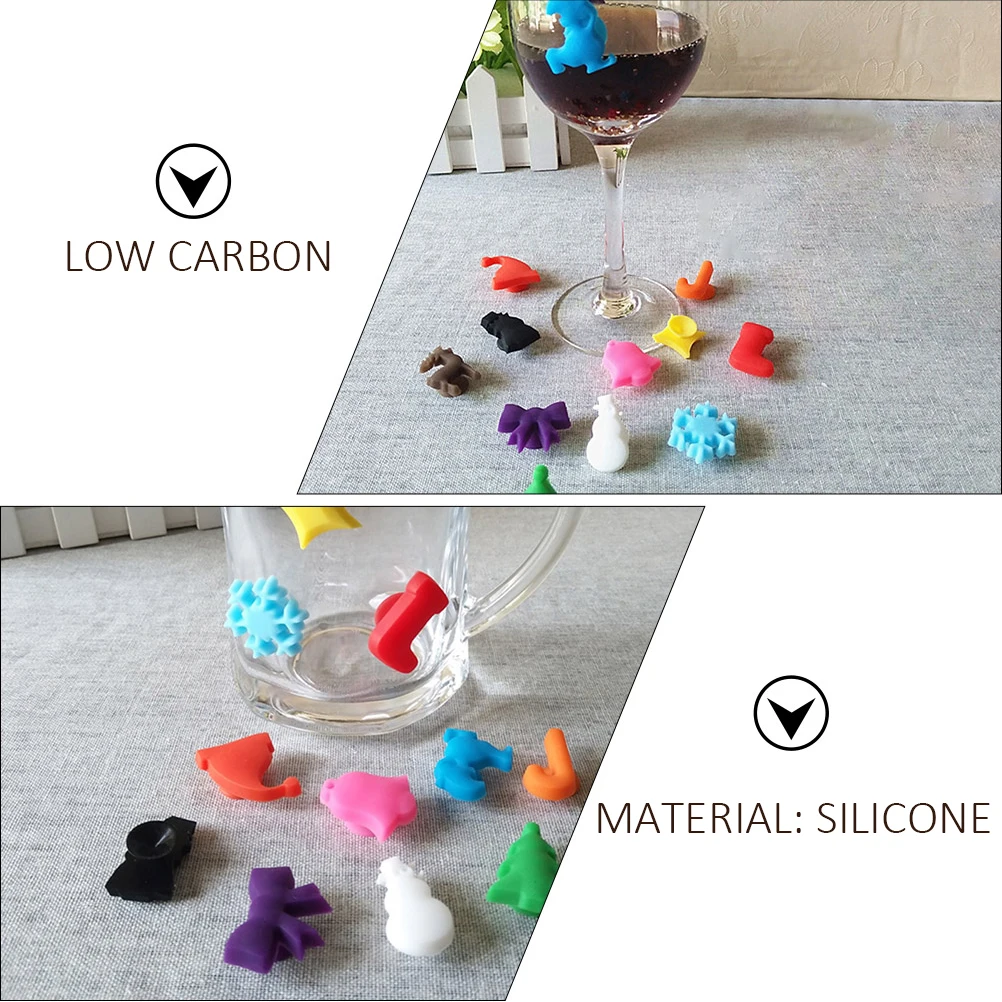 

36 Pcs Glass Markers Silicone Rings Christmas Tags Charms High Quality Reusable Easy Tools Kitchen