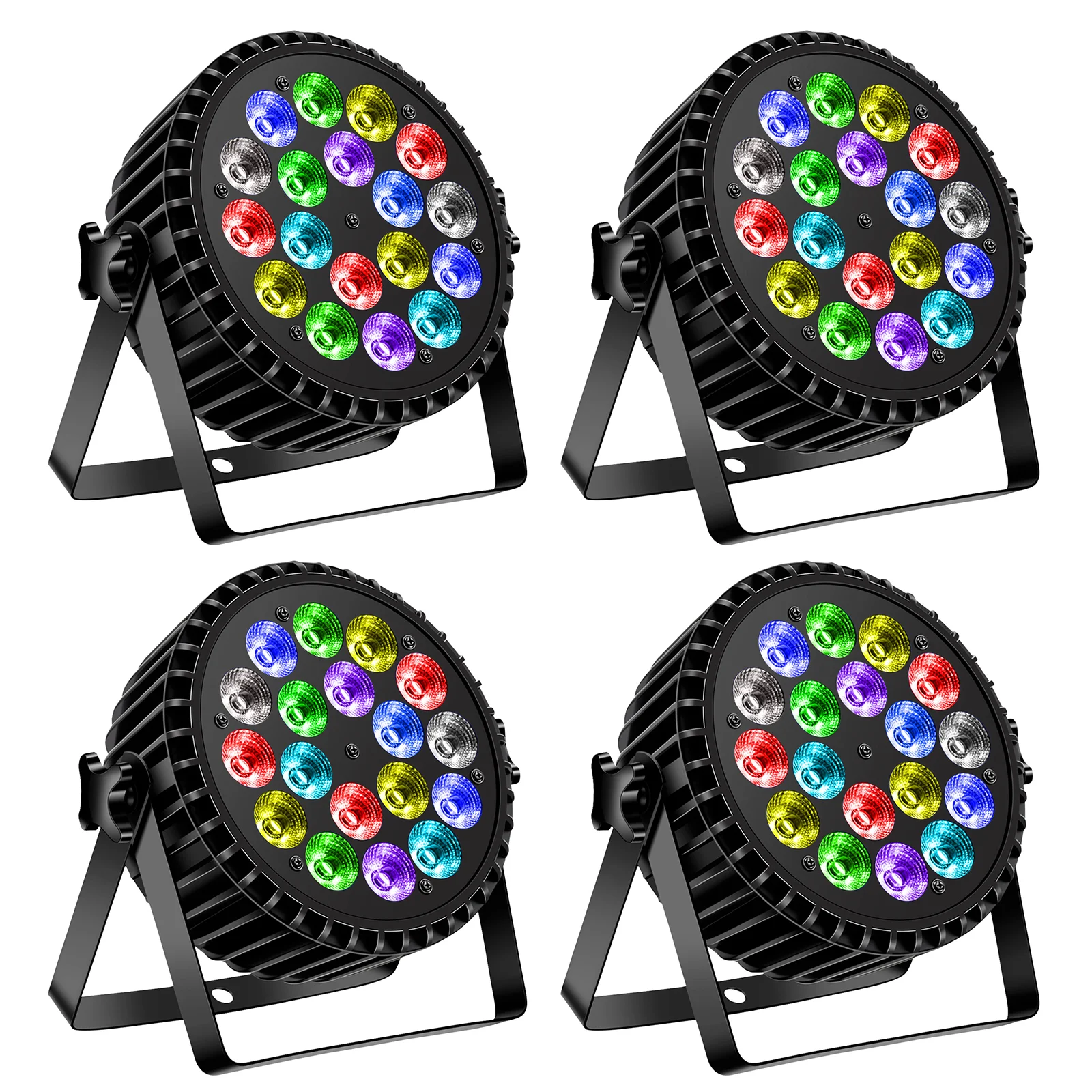 Nitehop 4Pcs 200W 18LED Par Lights 4 IN 1 RGBW Stage Lighting Rainbow Effect DMX512 For DJ Disco Party Nightclub Wedding Show