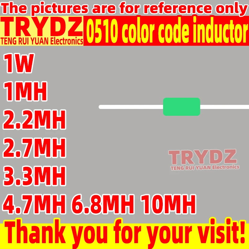 200-50pcs New 0510 for color code inductor color ring 1W 1MH 2.2MH 2.7MH 3.3MH 4.7MH 6.8MH 10MH