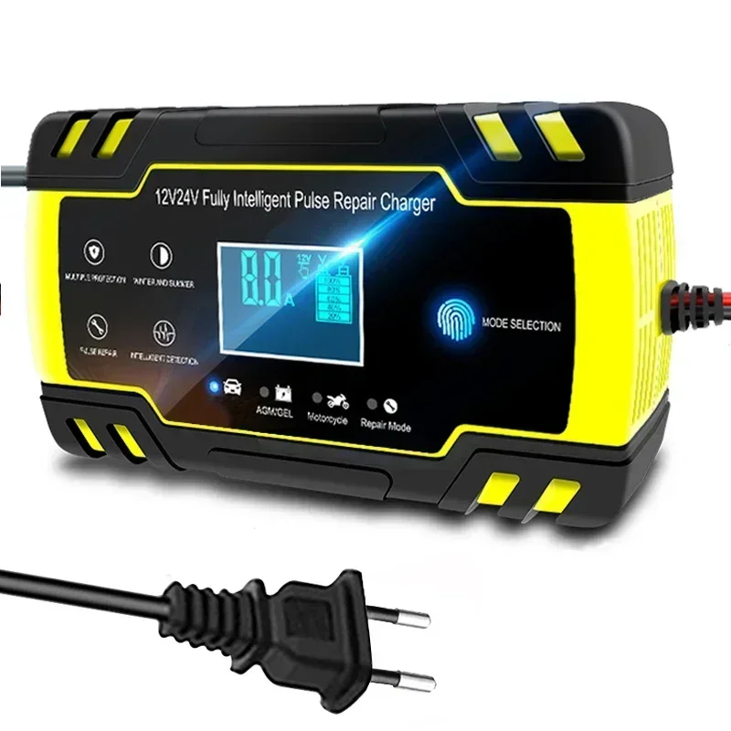 

12V-24V 8A Full Automatic Battery-chargers Digital LCD Display Car Battery Chargers Power Puls Repair Chargers Wet Dry Lead Acid