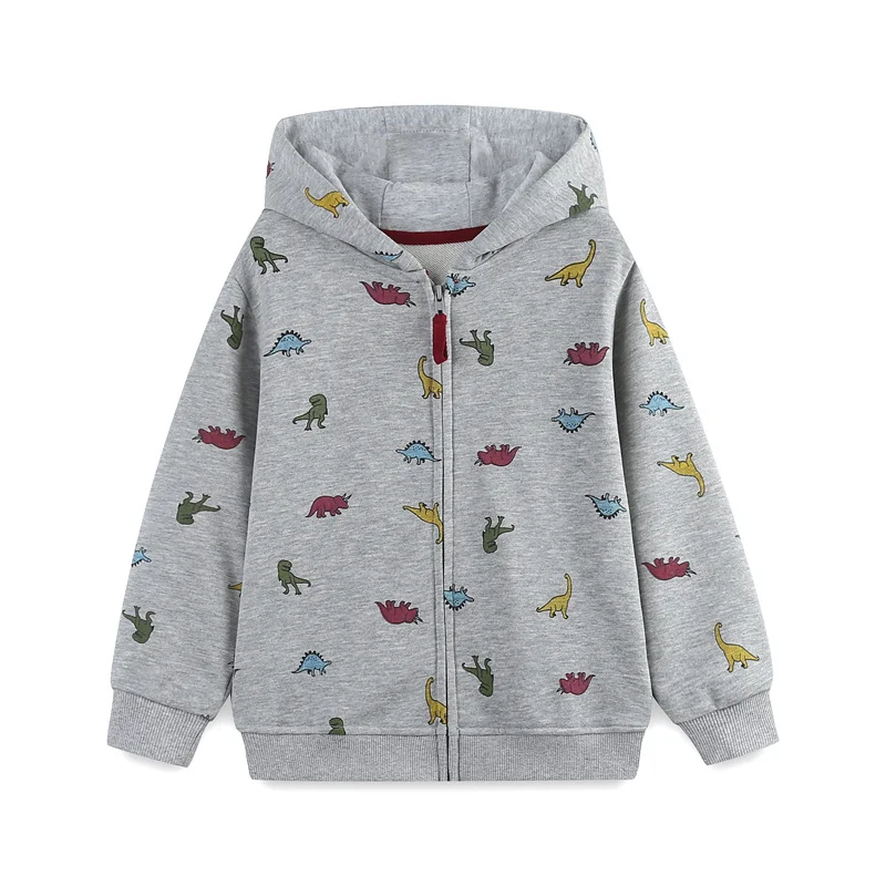 2-7T Autumn Winter Boys Hooded Jackets Coats Dinosaurs Girls Outwear Long Sleeve Zipper Toddler Clothing Baby Costume