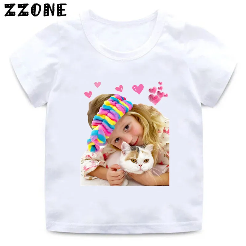 子供のためのカワイイグラフィック漫画Tシャツ、nastya、love cat、男の子と女の子のための面白い服、夏のトップス、ooo5483