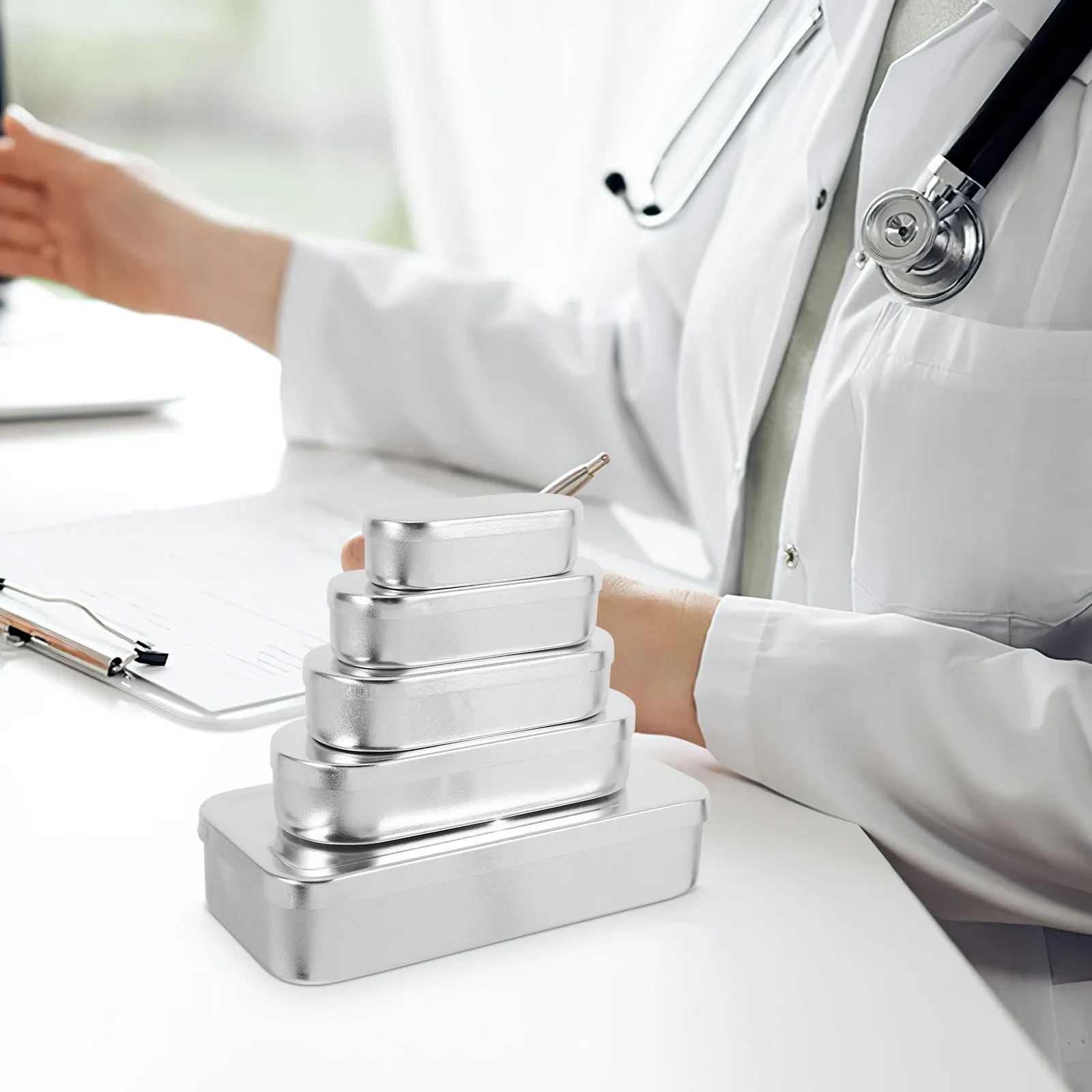 

5Pcs Sharps Box Portable Aluminum Disinfection Storage Container Set High Temperature Resistant Multifunctional