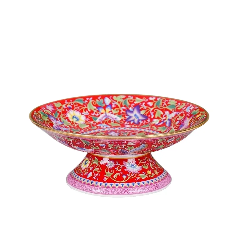 

Enamel Tall Fruit Plate New Chinese Pastry Fruit Plate Hotel Clubhouse Household Dim Sum Plate