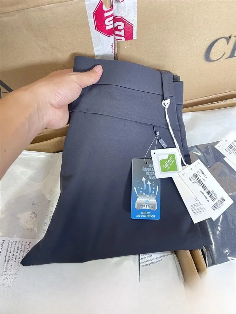 

Waterproof Elastic Casual Pants Men's Slim Fit Busin Long Trousers Autumn Season Durable Comfortable Nylon Polyester Blend