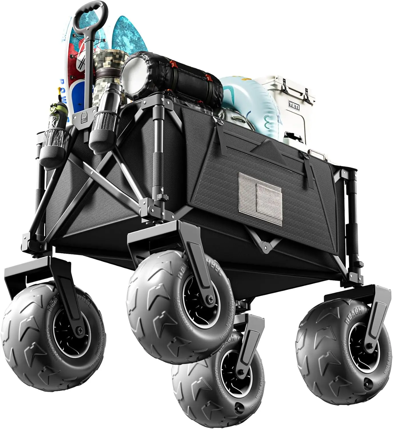 

Beach Wagon Cart with Big Wheels for Sand \u2013 Folding Collapsible Wagon, Heavy Duty Wagons Carts Foldable for Beach, Camping,