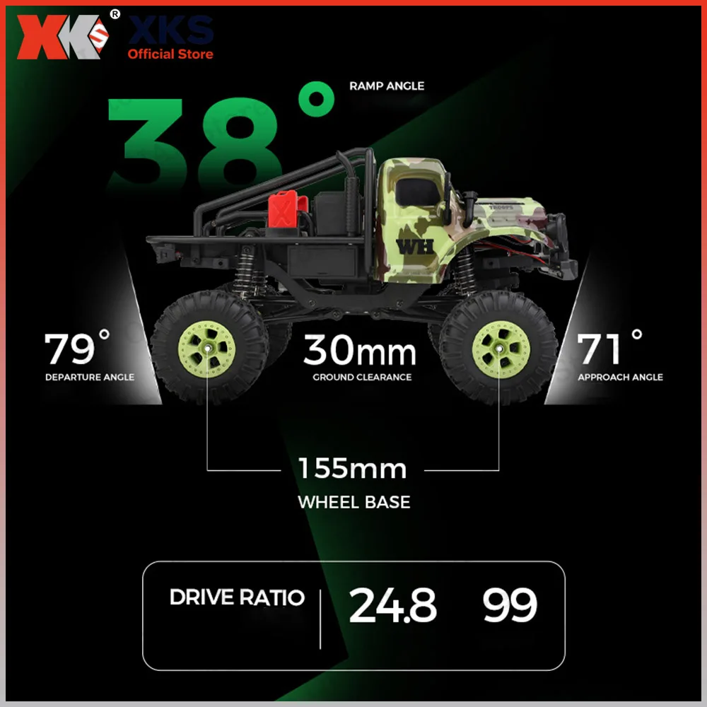 XKS wltoys 184021 184020 rc سيارات 1:18 سيارة تسلق بجهاز تحكم عن بعد 4WD لعبة أولاد للطرق الوعرة يتم التحكم فيها عن بعد #3