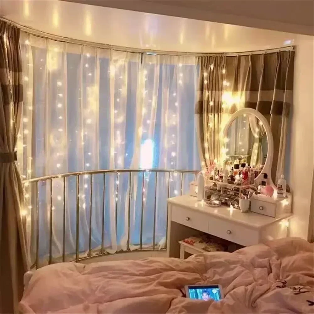 Christmas USB Curtain String Fairy Lights 8 Mode 6/3M LED Garland Remote For Party Garden Home Wedding Decoration New Year 2025