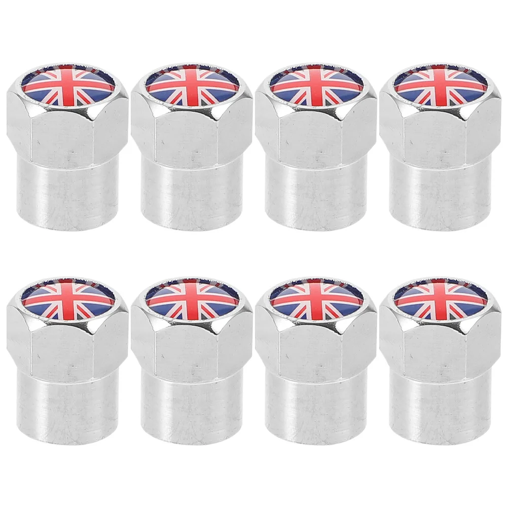 8 Uds tapas de vástago de válvula de neumático estilo bandera del Reino Unido cubiertas de válvula de rueda de acero inoxidable tapas de aire de repuesto para coches motocicletas camiones