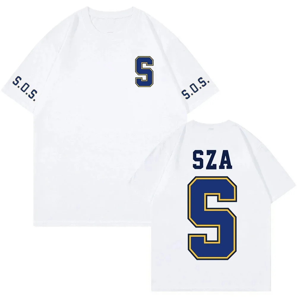 

SZA S JERSEY SOS T-shirt for men and women round collar,short sleeve t-shirt,high quality cotton tops,fashion clothes 2024