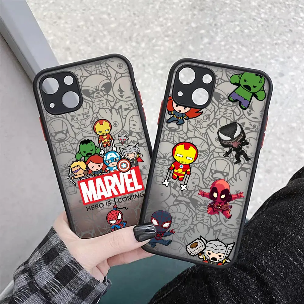 Marvel Comics Clear Case For iPhone 15 14 13 Pro Max 12 11 Pro SE 2020 XS 7 8 Plus Venom Fundas Matte Back Cover Cartoon Ironman