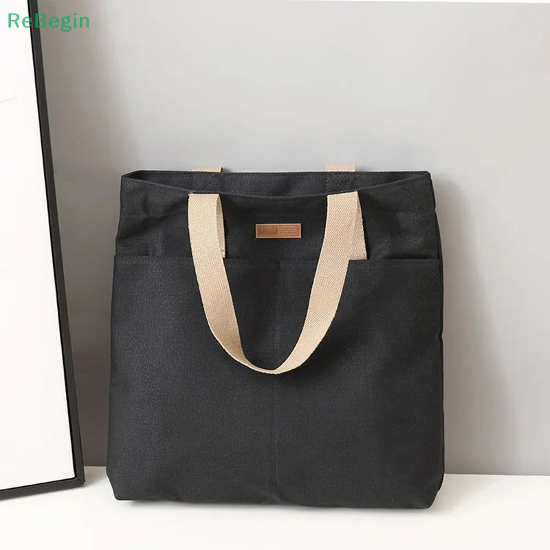 1Pcs Women's Tote Bag Canvas Sewing Thread Large Capacity Advanced Sense Handbag Convenient Practical Female's Commuter Bag