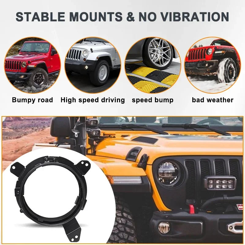

2 шт. автомобильный фонарь круглый 7 дюймов от 7 до 9 дюймов 9 дюймов светодиодный адаптер для фар монтажные кронштейны кольца для Wrangler JL 2018 держатель лампы