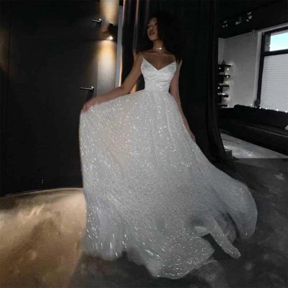 

Sparkling Women's Wedding Dresses Sexy Off Shoulder Sleeveless Princess Bridal Gowns Bohemian A-Line 2024 Vestidos De Novia Robe