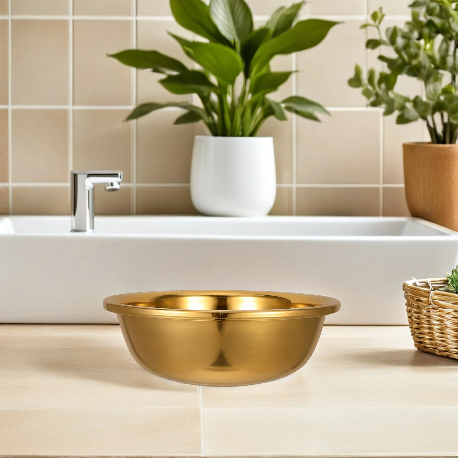 

Thick Stainless Steel Basin 304 Large Mixing Bowl For Kitchen Vegetable Washing Dough Prep Salad Storage Household Utensil