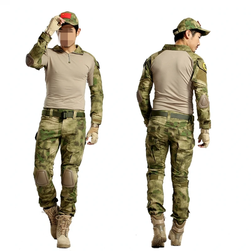 Tactical Uniform BDU Set Camo Combat Suit Men Camouflage Airsoft Shirt Pants With Knee Elbow Pads Work Training Hunting Clothes