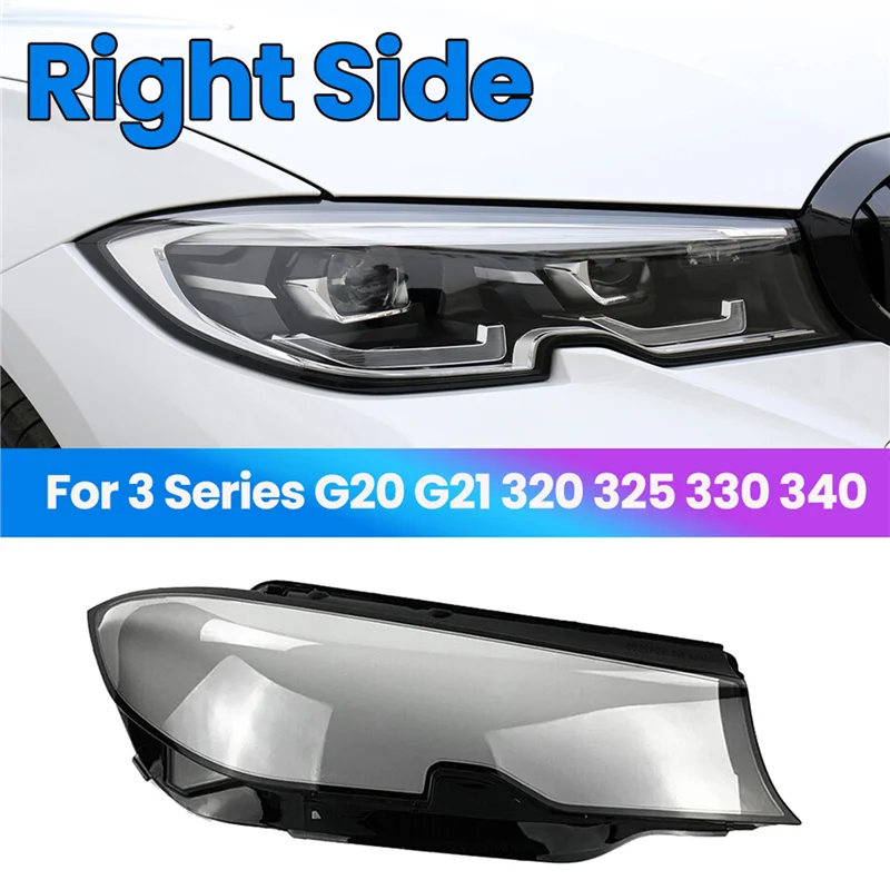 

2X RH Right Side Car Headlight Lens Cover Head Light Lamp Shade Shell Glass Cover For -BMW G20 G21 3 SERIES 2019-2021