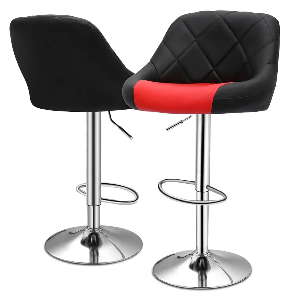 

Bar Stools Set Of 2, Modern Pu Leather Adjustable Swivel Barstool, Arml Kitchen Island Counter Chairs With Ba & Footrest, Metal