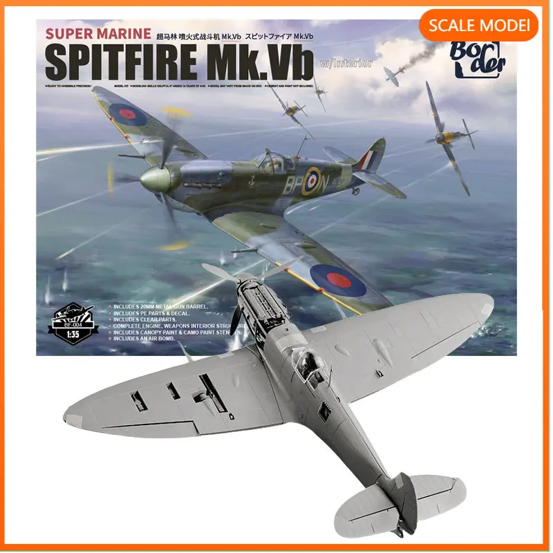 

Border 1/35 BF-004 Spitfire Fighter with detailed internal structure model building kits, for birthday toys
