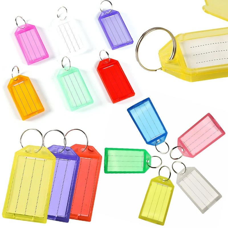 

10-100PCS Assorted Multiple Colors Flap Key Tag Plastic Luggage Backpack ID Information Labels Double Sided Marking Keychain ZYF