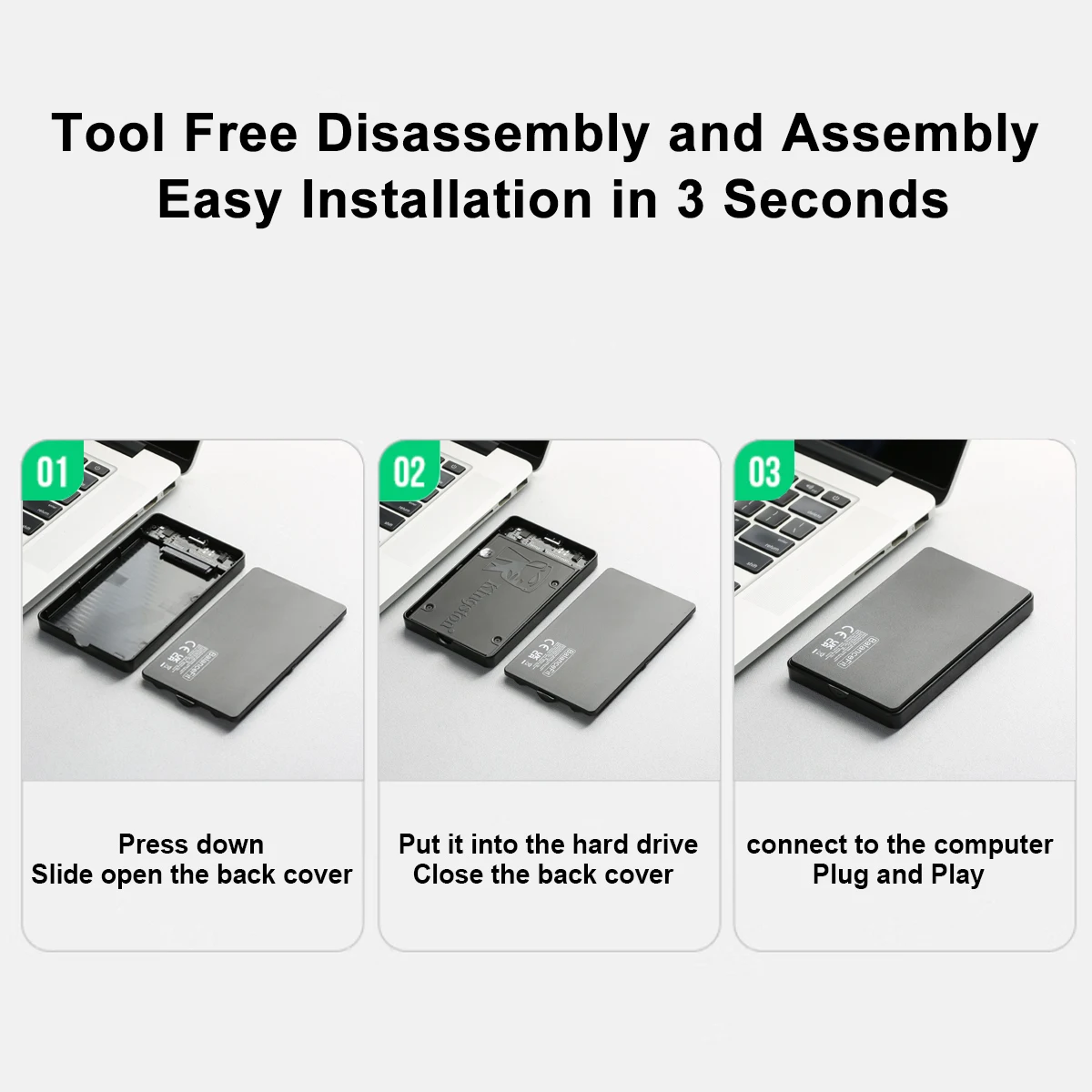 Caja HDD SSD de 2,5 pulgadas, 5Gbps SATA a USB3.0/USB 3,1, compatible con carcasa de HDD externa móvil de 6Gbps, caja de almacenamiento para PC y portátil