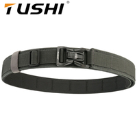 TUSHI Brand 3.8 Casual Outdoor Dual Use Tactical Training Men's Buckle Belt Thickened Hardened Double Layer Hanging Gun Belt