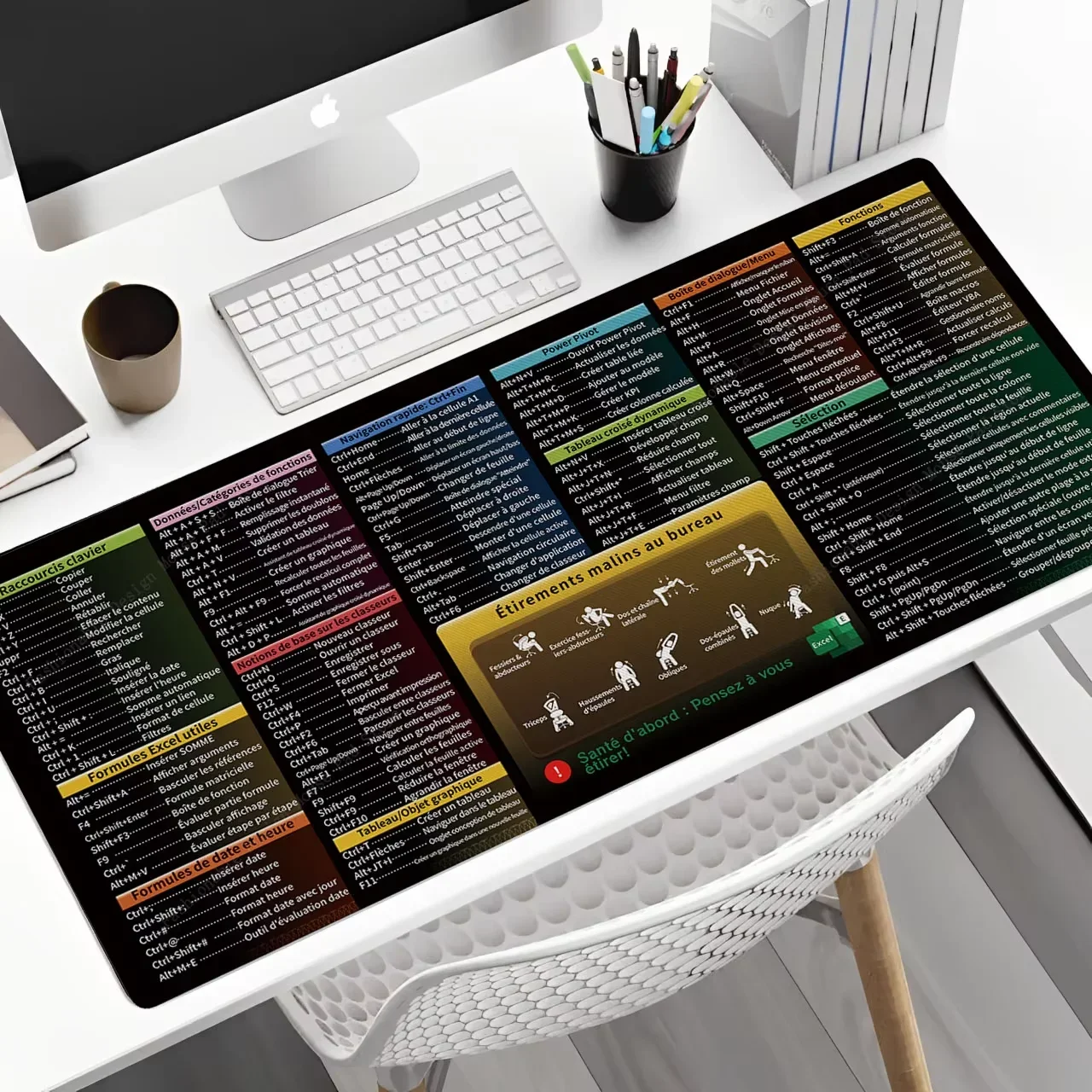 الفرنسية الفرنسية Excel اختصارات مفاتيح لوحة الماوس الغش ورقة لوحة المفاتيح لوحة الماوس البرمجيات الألعاب مكتب حصيرة المطاط حامي مكتب
