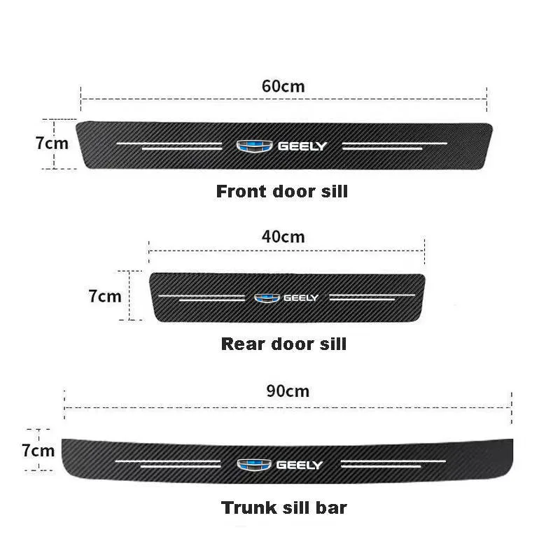 Autocollant 3D en Fiber de carbone pour voiture, bande de protection latérale pour seuil de porte automobile, pour geely emgrand ec7 ec8 ck atlas ck2 ck3 gt gc9