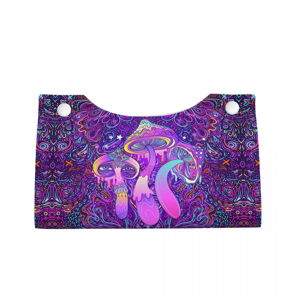 Custom Psychedelic Magic Mushrooms Tissue Box Cover PU Leather Rectangular Facial Tissues Holder for Car