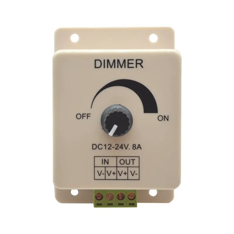 White LED Dimmer DC 12V 24V 8A Adjustable Brightness Controller Switch Lamp Bulb Strip Driver Single Color Light Power Supply