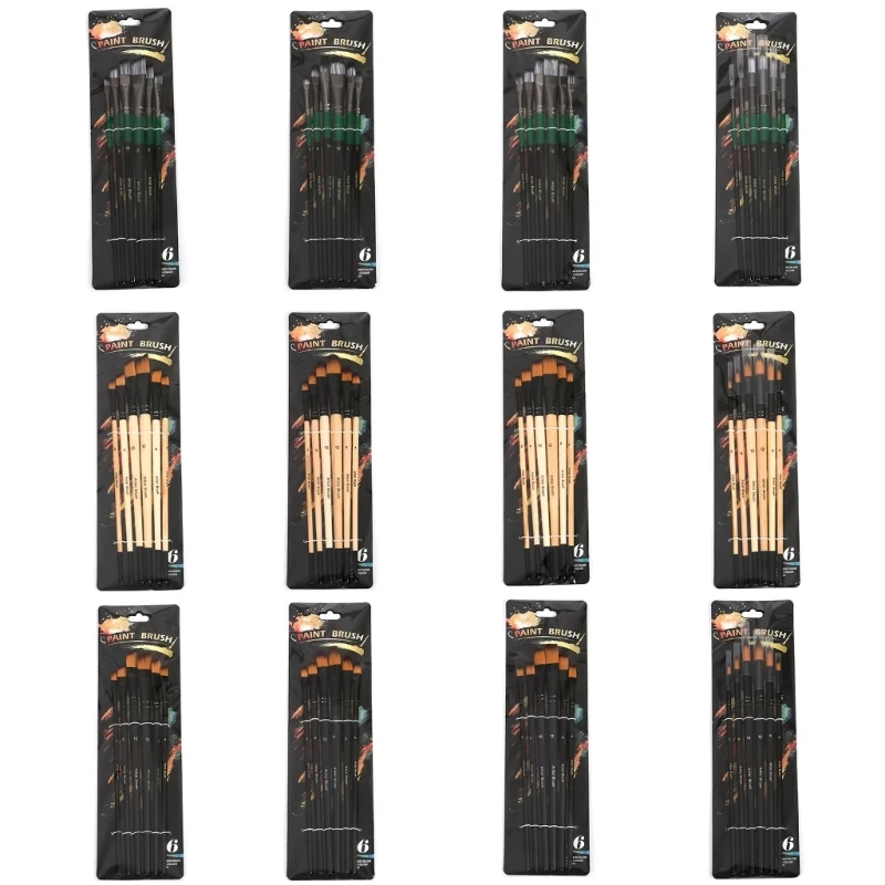 Bộ 6 cọ sơn Bộ cọ lông nylon Bàn chải vẽ tranh màu nước