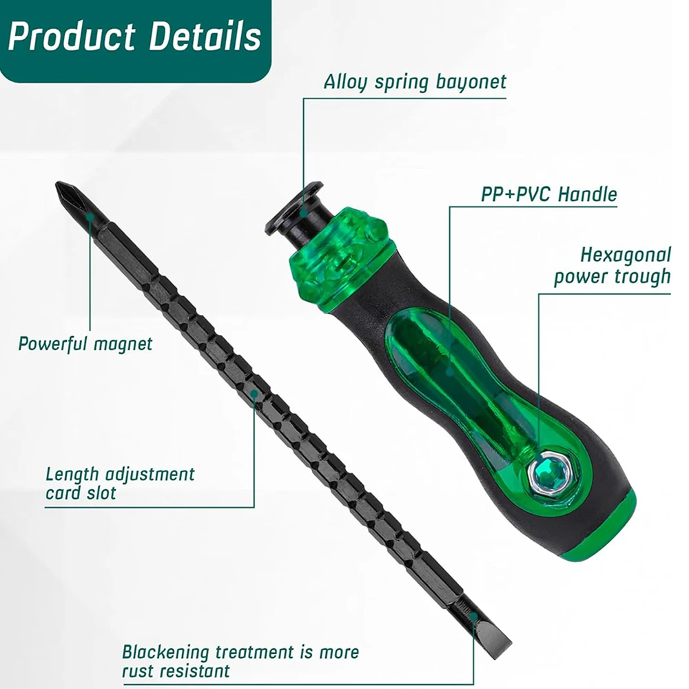 Multipurpose Telescopic Adjustable Magnetic Cross Screwdriver Non-Slip Household Repair Tool