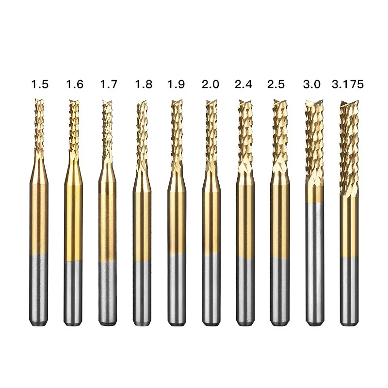 SHAZAM 10PCS 3.175mm Straight Shank Corn Milling Cutter CNC Tools PCB Circuit Board Special Roughing Skin Micro Milling Cutters