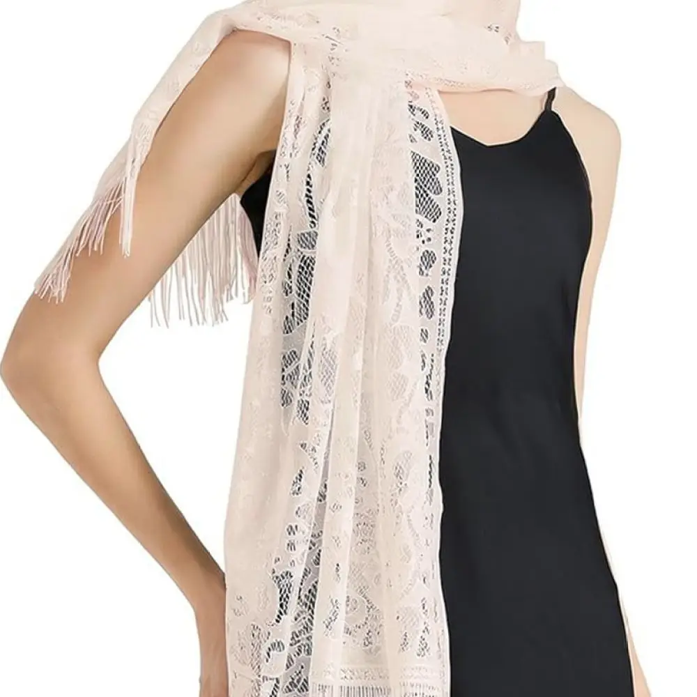 Elegant Lace Cape Wrap For Wedding Bride Bridesmaid Party Banquet Formal Gown Lightweight Sheer Floral Design Summer Scarf