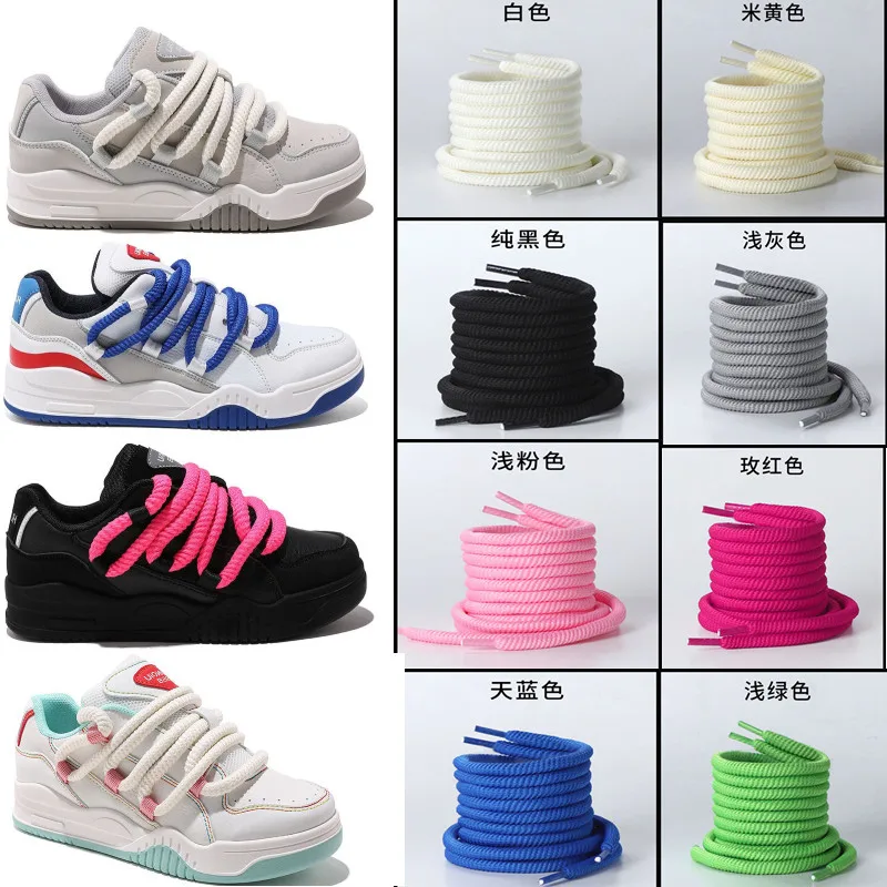 

Quality Bold Width 8mm Thicker Round Shoelaces Women Men Running Sneakers Boots Shoe Laces Bread Shoestrings Accessories 1 Pair